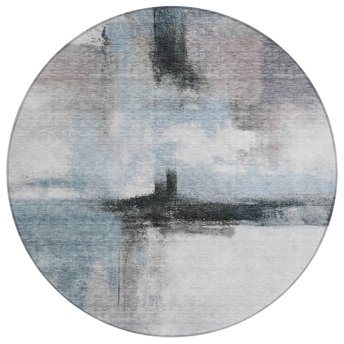 Machine Washable Indoor/ Outdoor Contemporary Abstract Chantille Rug