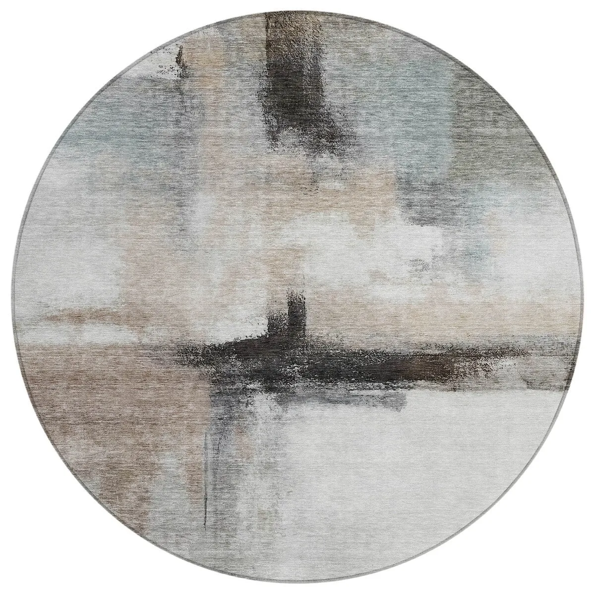 Machine Washable Indoor/ Outdoor Contemporary Abstract Chantille Rug