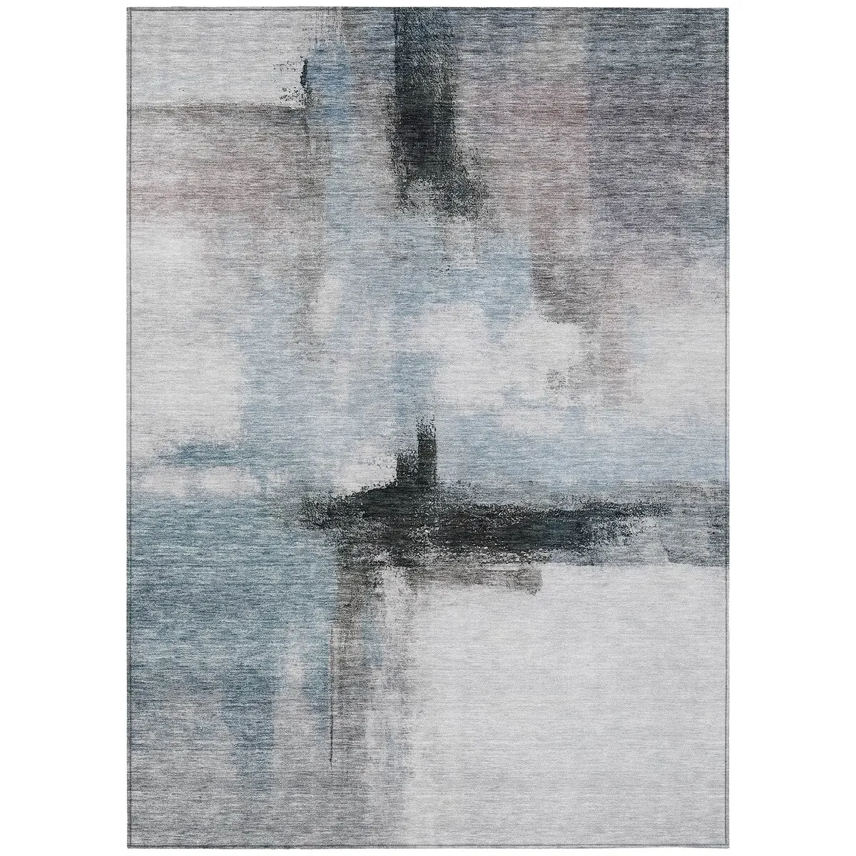 Machine Washable Indoor/ Outdoor Contemporary Abstract Chantille Rug