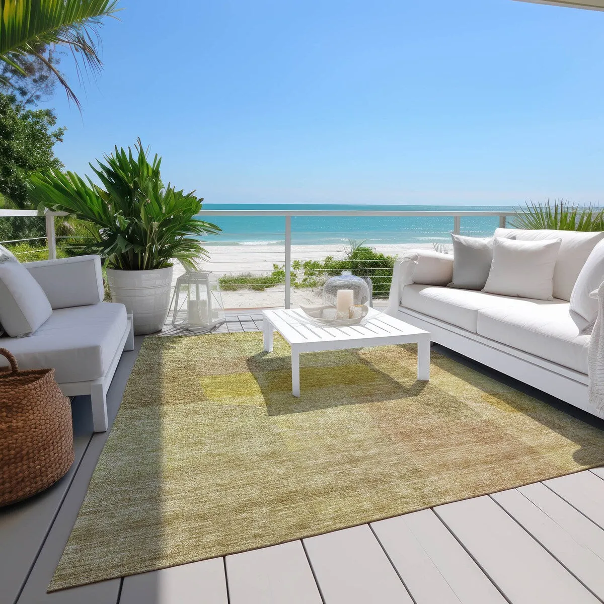 Machine Washable Indoor/ Outdoor Contemporary Abstract Chantille Rug