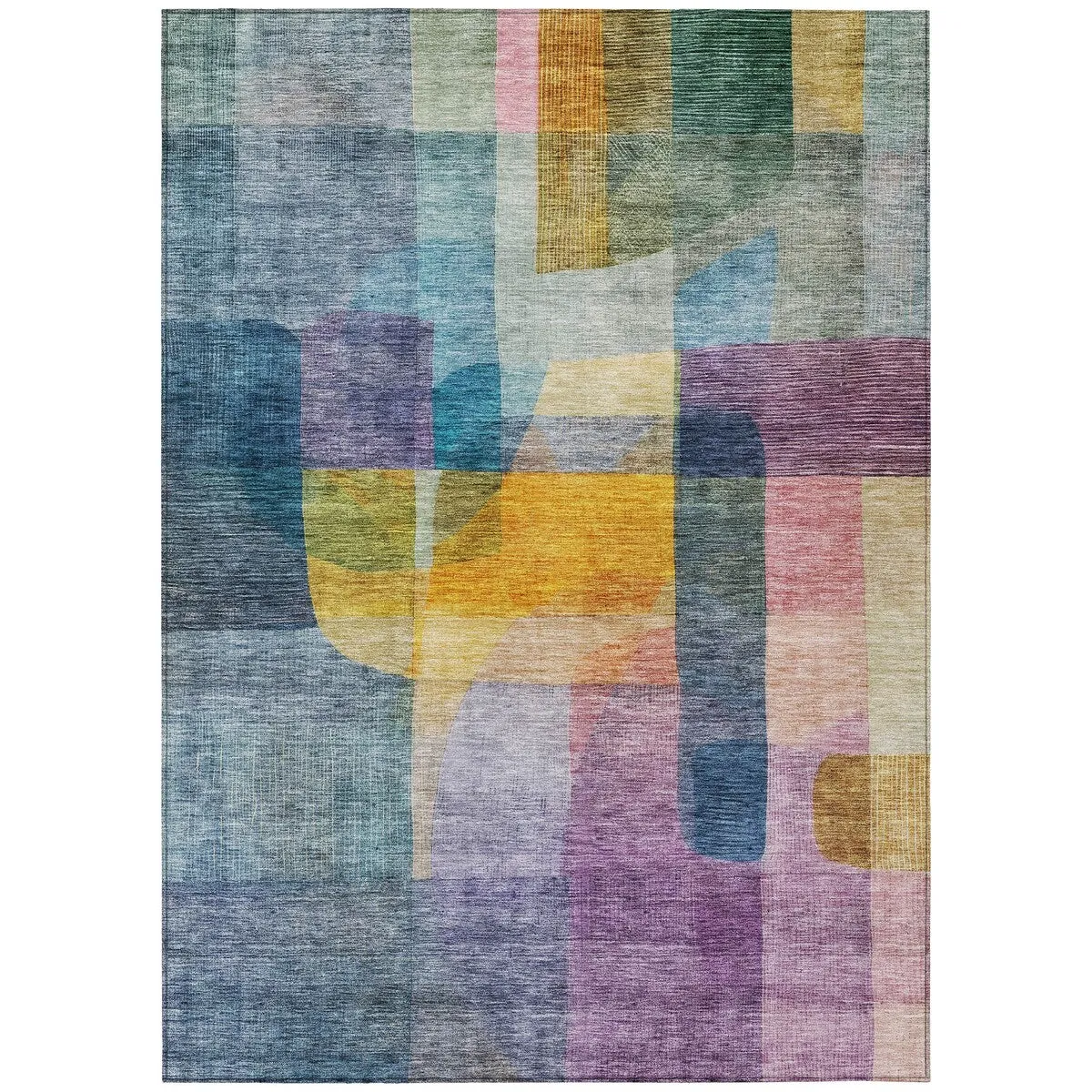 Machine Washable Indoor/ Outdoor Contemporary Abstract Chantille Rug