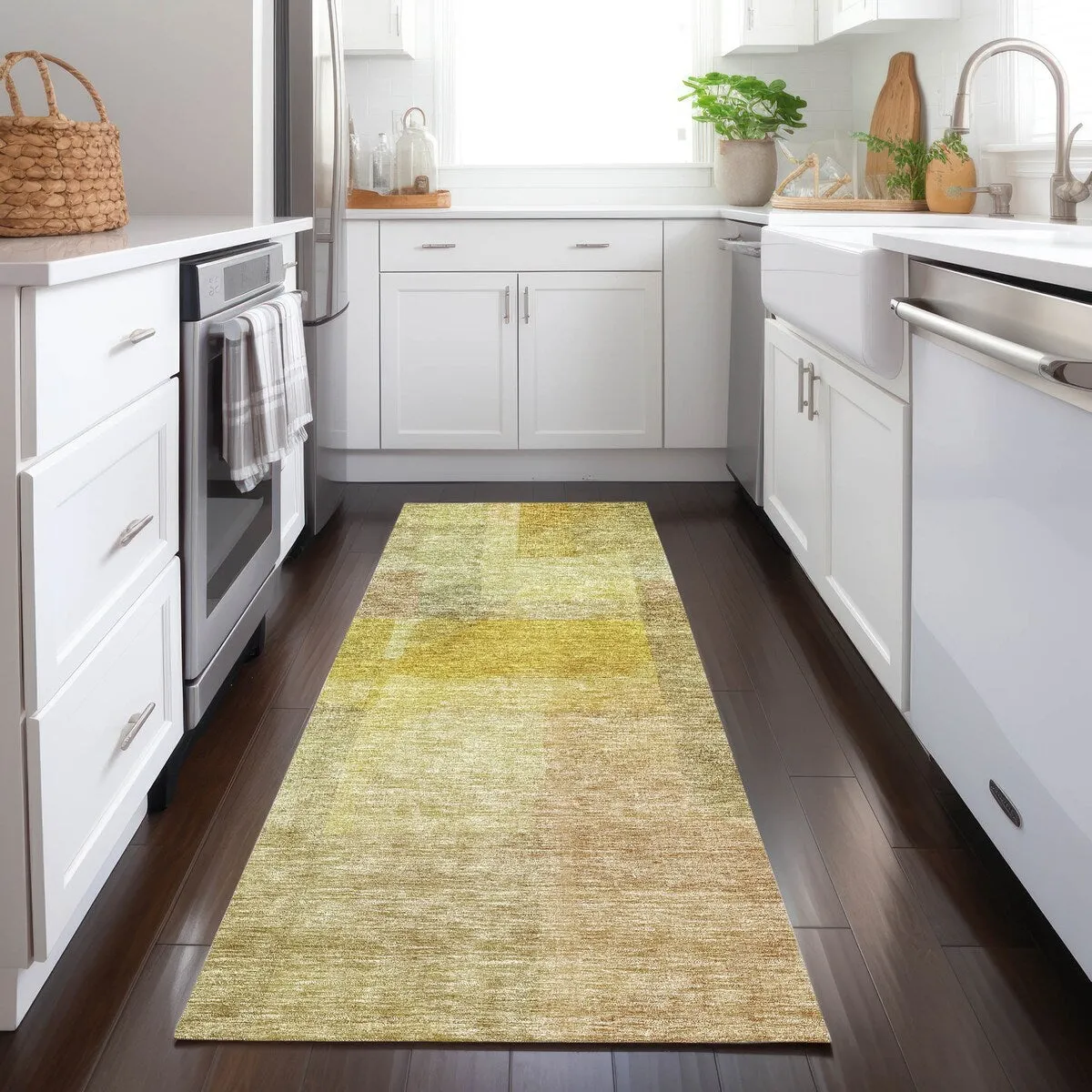Machine Washable Indoor/ Outdoor Contemporary Abstract Chantille Rug
