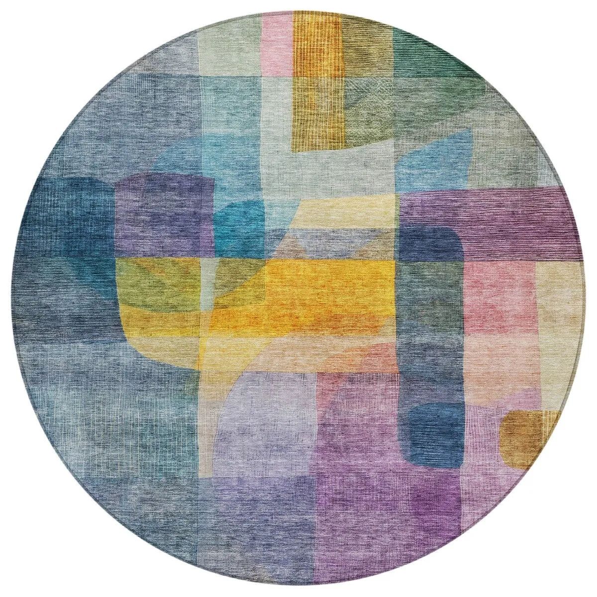 Machine Washable Indoor/ Outdoor Contemporary Abstract Chantille Rug