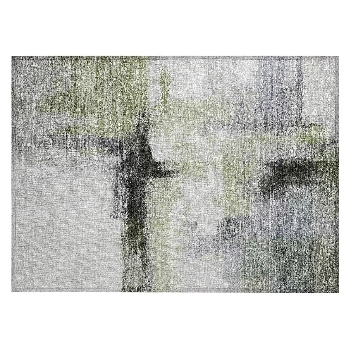 Machine Washable Indoor/ Outdoor Contemporary Abstract Chantille Rug