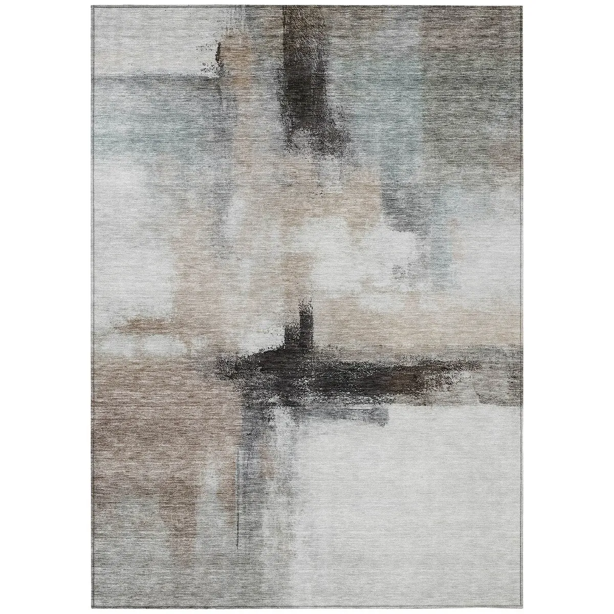 Machine Washable Indoor/ Outdoor Contemporary Abstract Chantille Rug