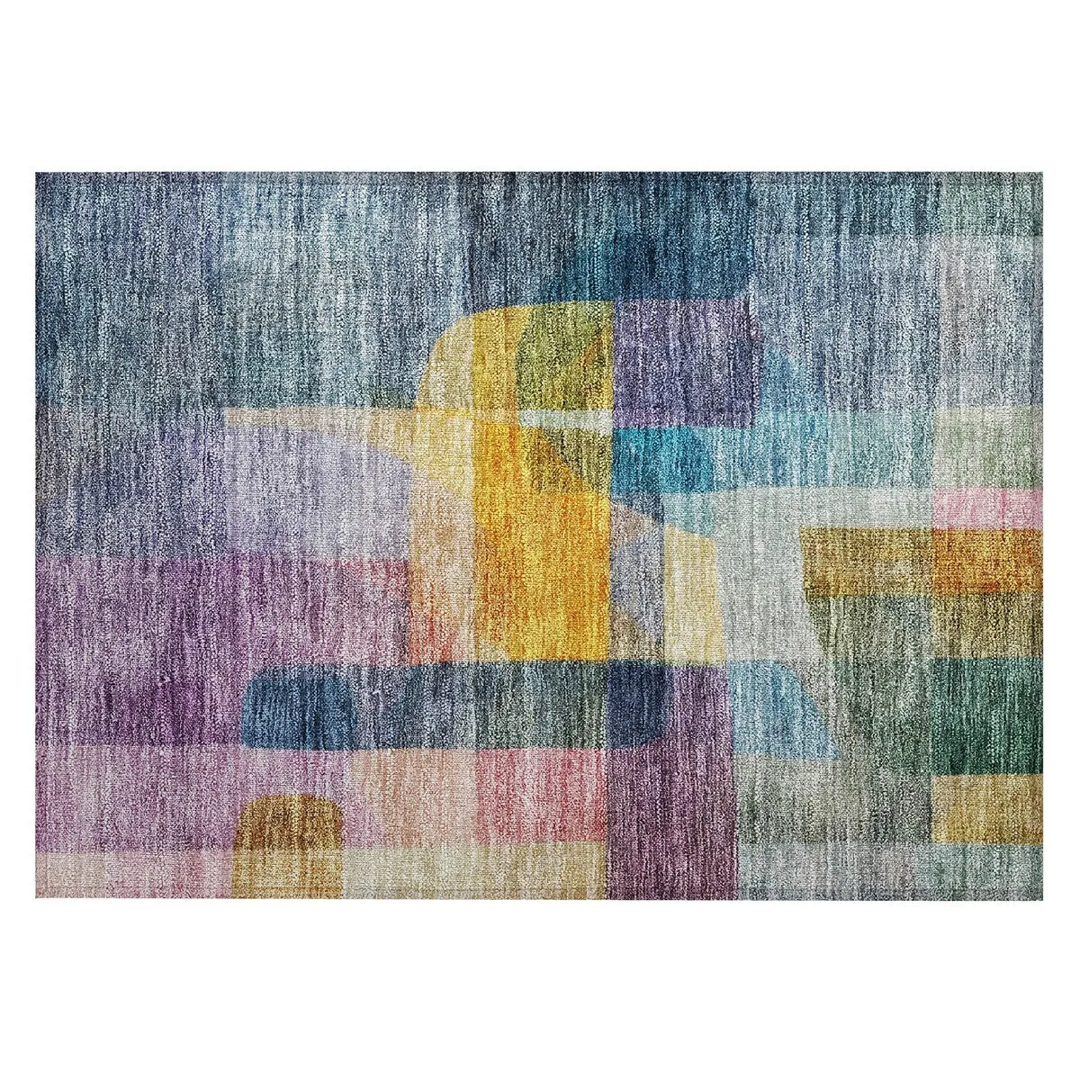 Machine Washable Indoor/ Outdoor Contemporary Abstract Chantille Rug