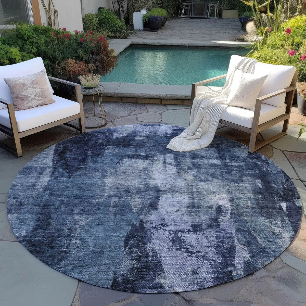 Machine Washable Indoor/ Outdoor Contemporary Chantille Rug