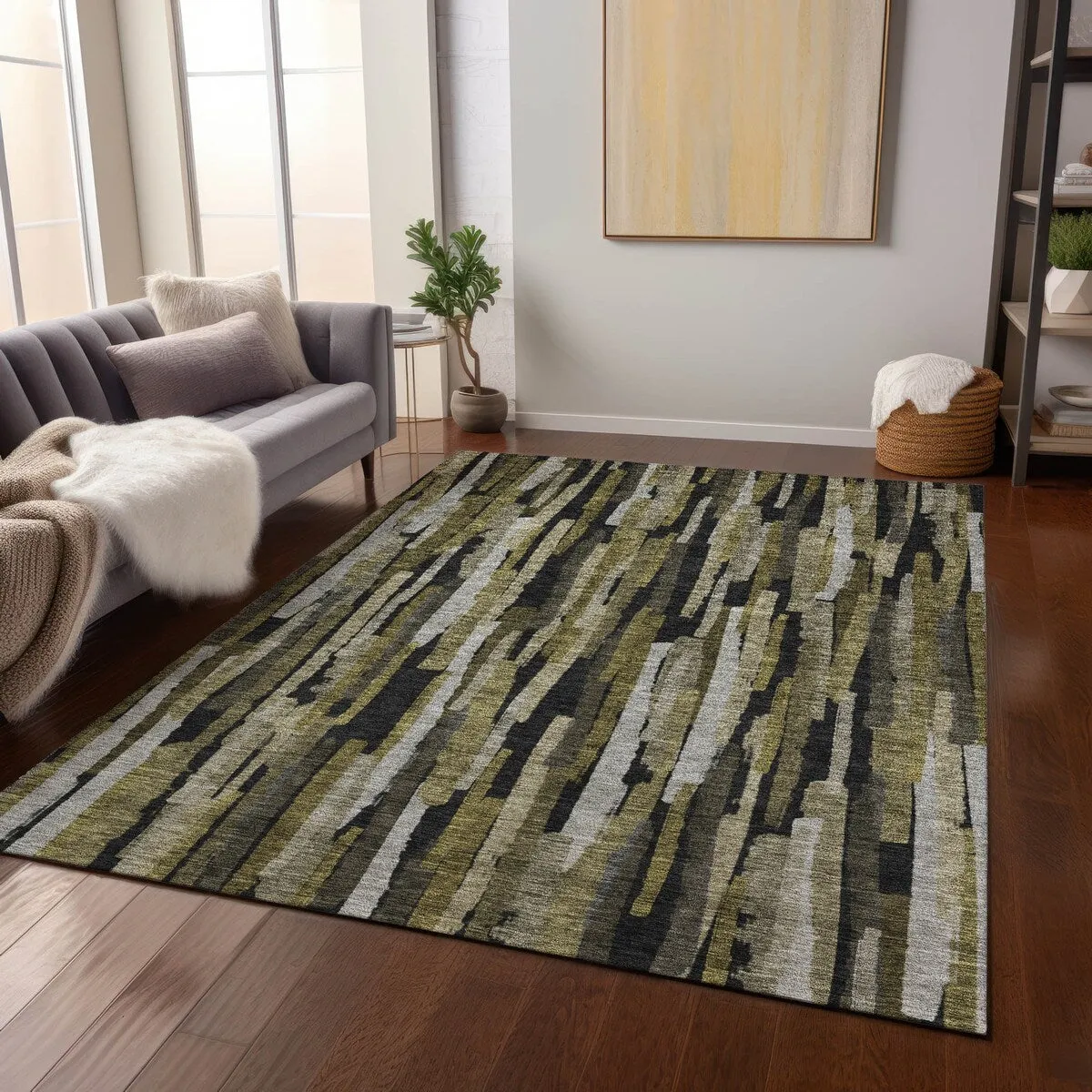 Machine Washable Indoor/ Outdoor Contemporary Chantille Rug