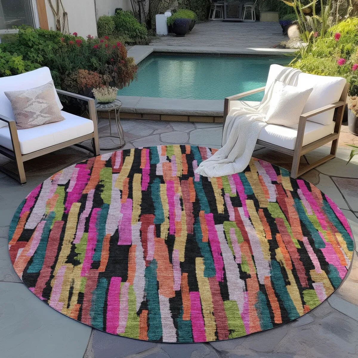 Machine Washable Indoor/ Outdoor Contemporary Chantille Rug