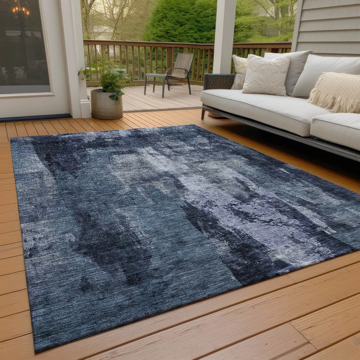 Machine Washable Indoor/ Outdoor Contemporary Chantille Rug