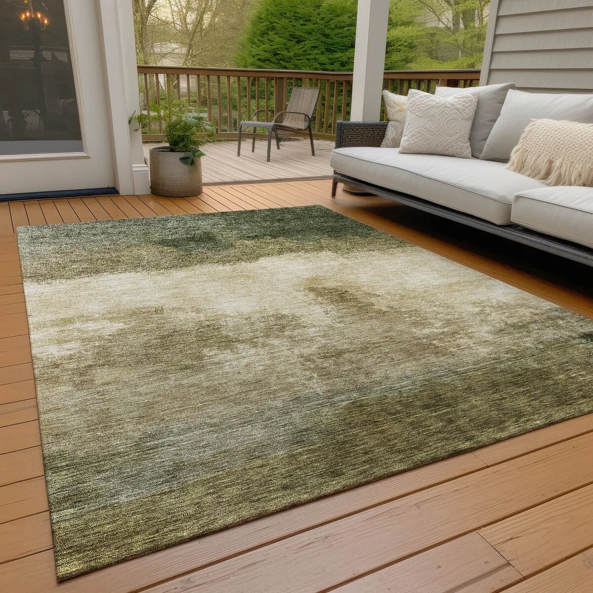 Machine Washable Indoor/ Outdoor Contemporary Chantille Rug