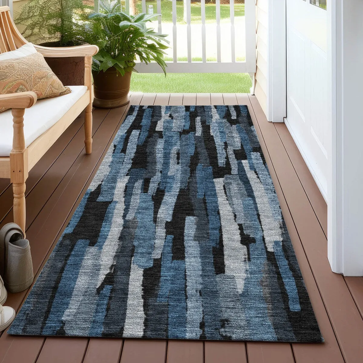 Machine Washable Indoor/ Outdoor Contemporary Chantille Rug