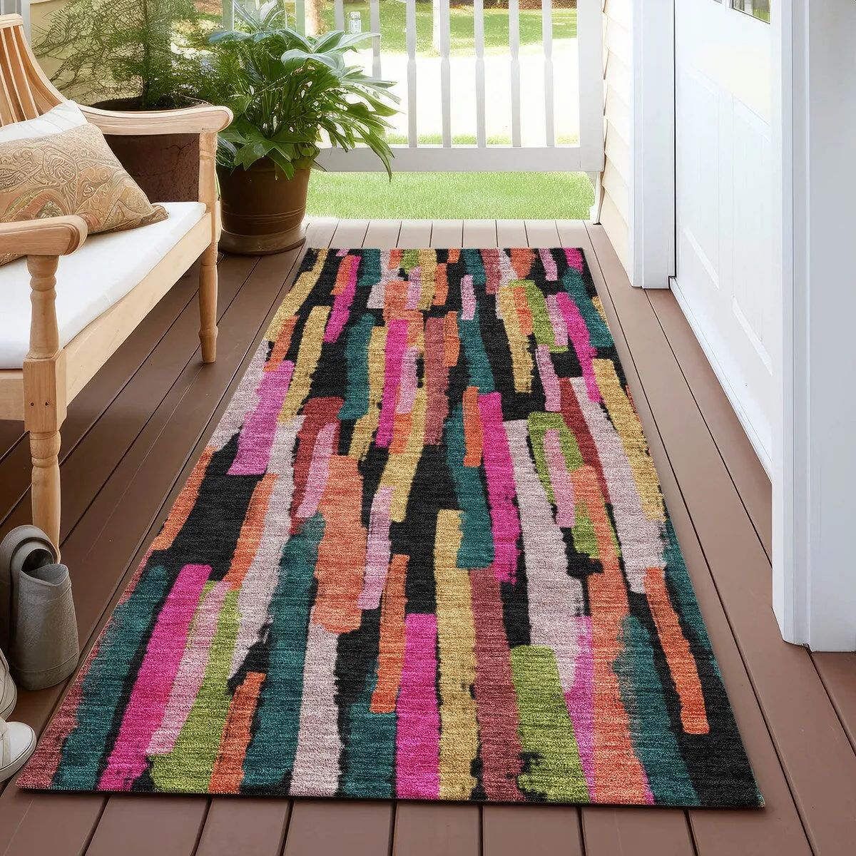 Machine Washable Indoor/ Outdoor Contemporary Chantille Rug