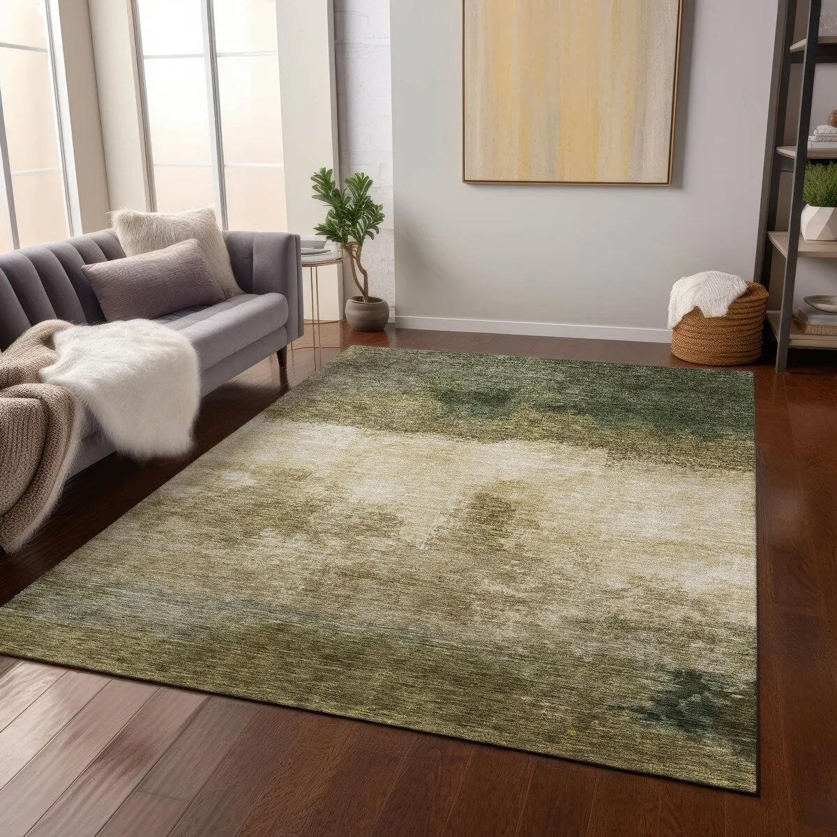 Machine Washable Indoor/ Outdoor Contemporary Chantille Rug