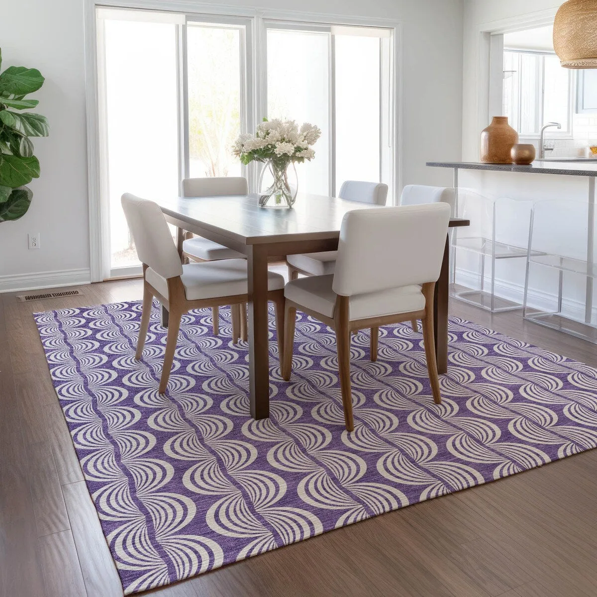 Machine Washable Indoor/ Outdoor Contemporary Chantille Rug