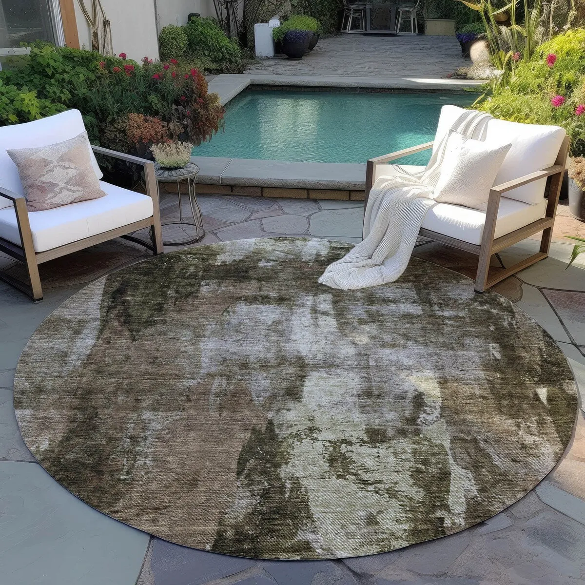 Machine Washable Indoor/ Outdoor Contemporary Chantille Rug