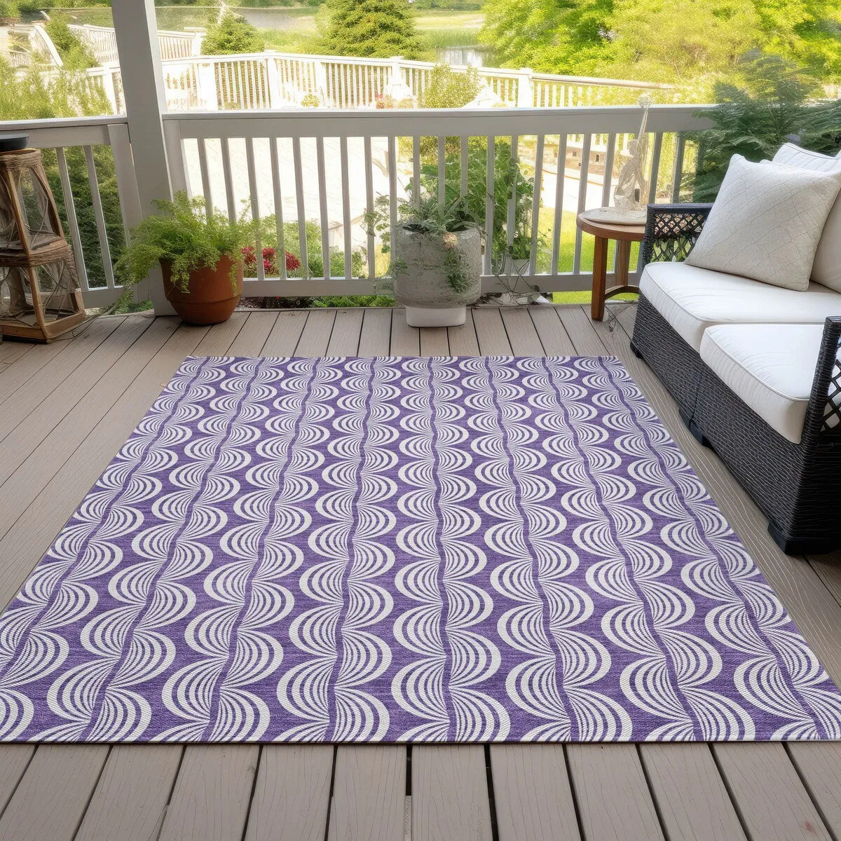 Machine Washable Indoor/ Outdoor Contemporary Chantille Rug