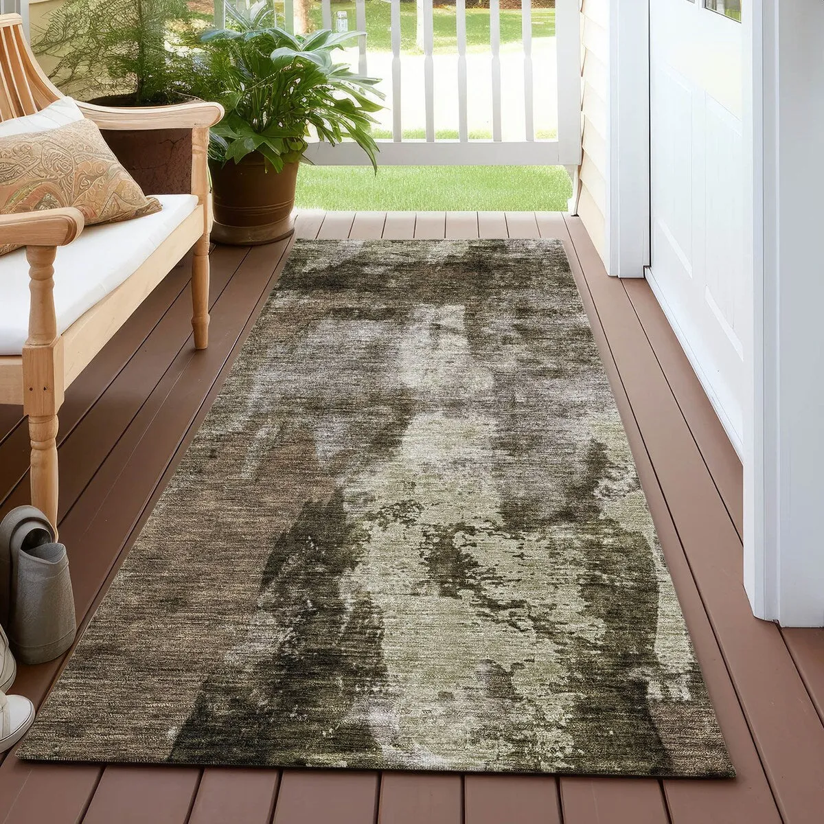 Machine Washable Indoor/ Outdoor Contemporary Chantille Rug