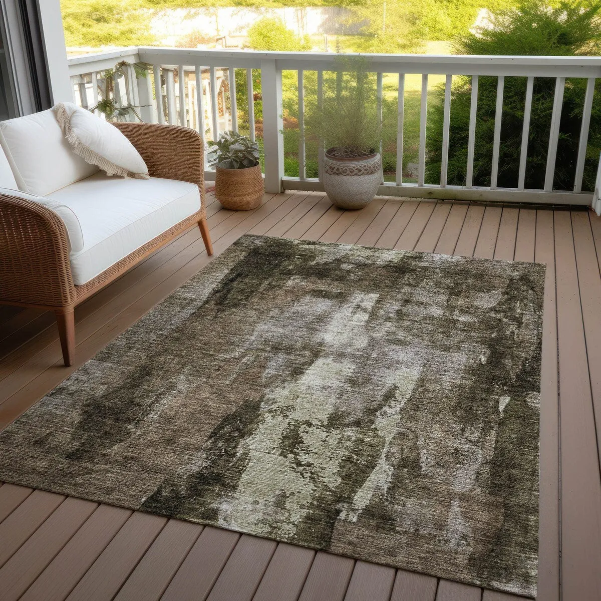 Machine Washable Indoor/ Outdoor Contemporary Chantille Rug