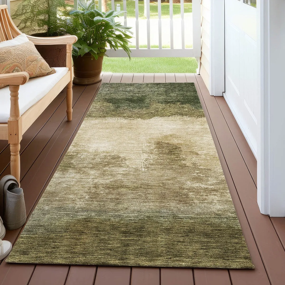 Machine Washable Indoor/ Outdoor Contemporary Chantille Rug