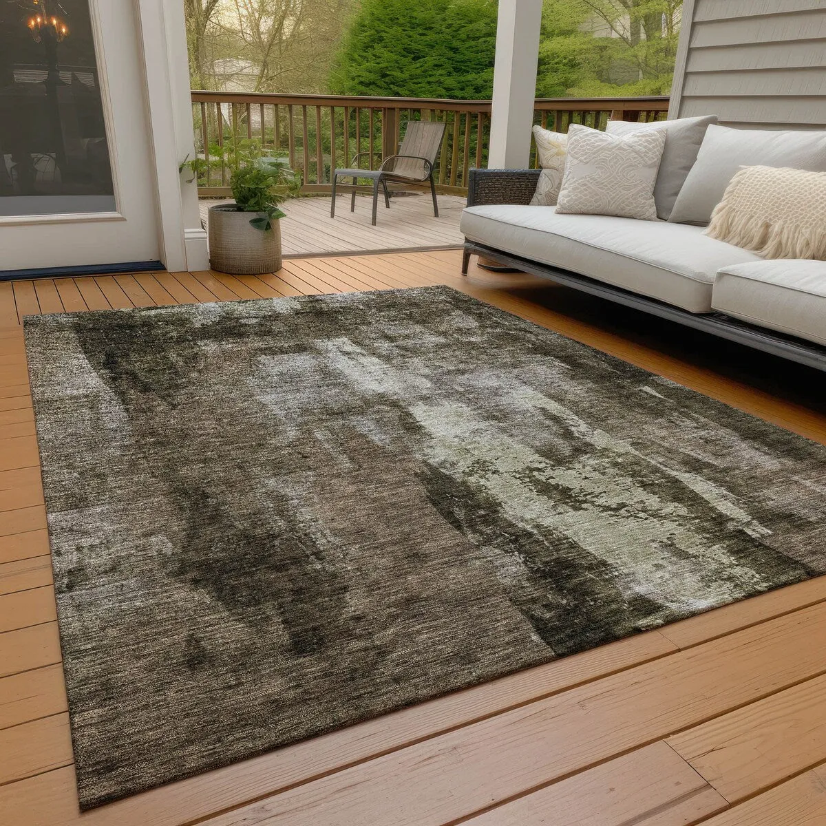 Machine Washable Indoor/ Outdoor Contemporary Chantille Rug