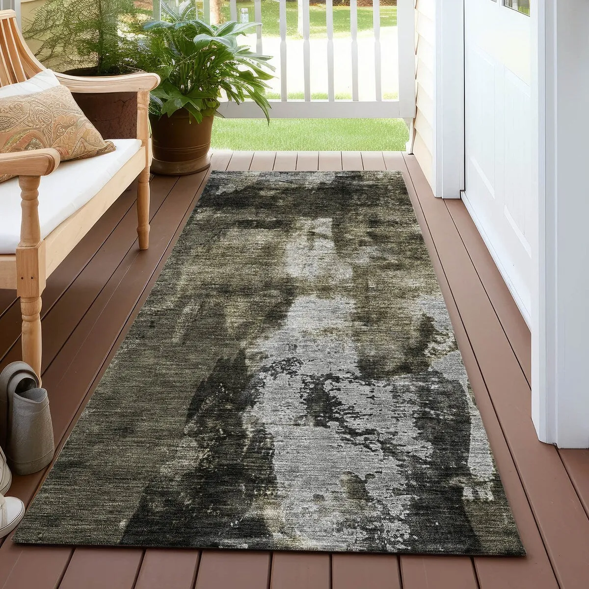 Machine Washable Indoor/ Outdoor Contemporary Chantille Rug