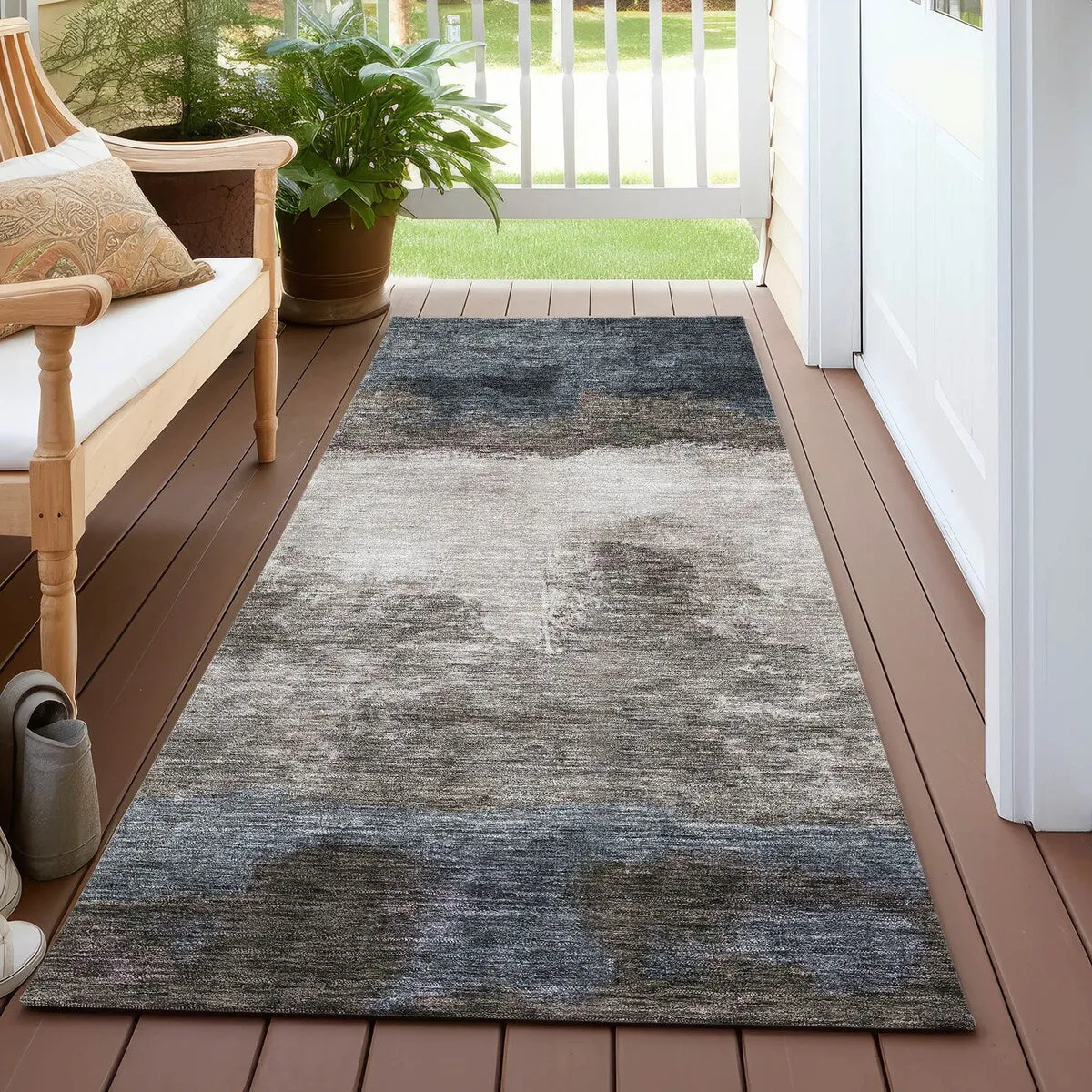 Machine Washable Indoor/ Outdoor Contemporary Chantille Rug