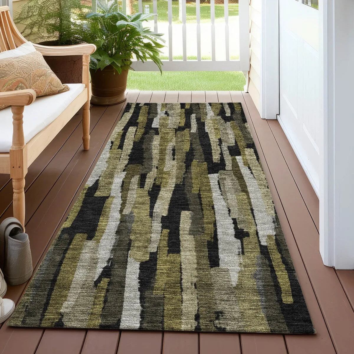 Machine Washable Indoor/ Outdoor Contemporary Chantille Rug