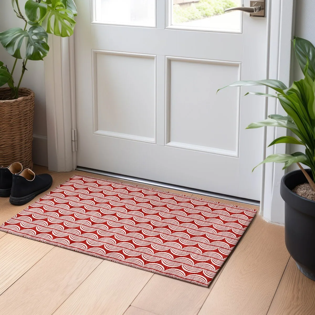 Machine Washable Indoor/ Outdoor Contemporary Chantille Rug