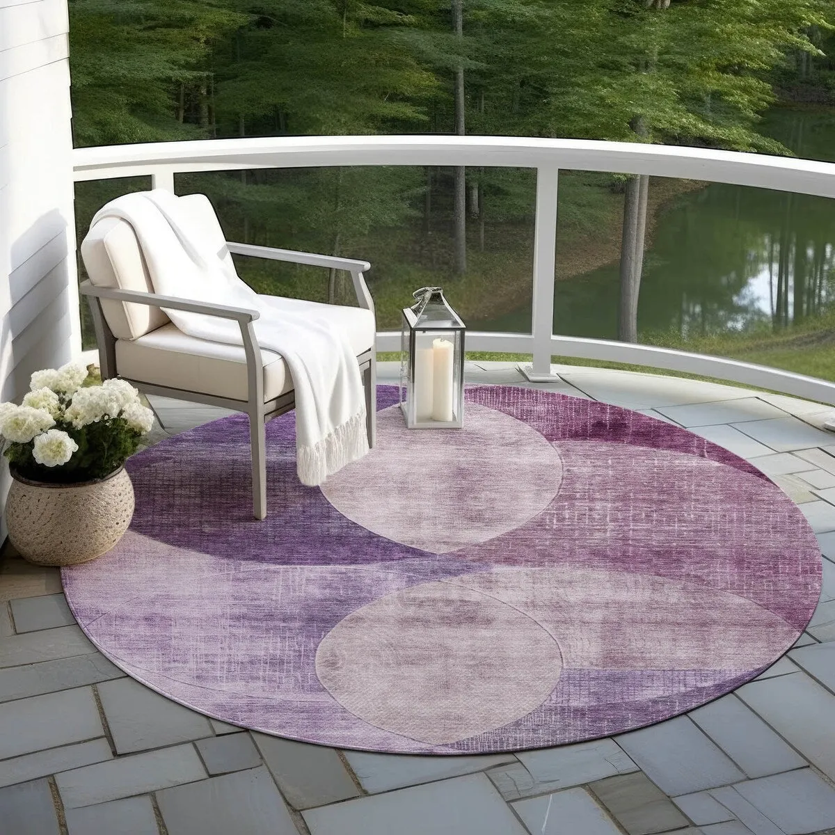 Machine Washable Indoor/ Outdoor Contemporary Deco Chantille Rug