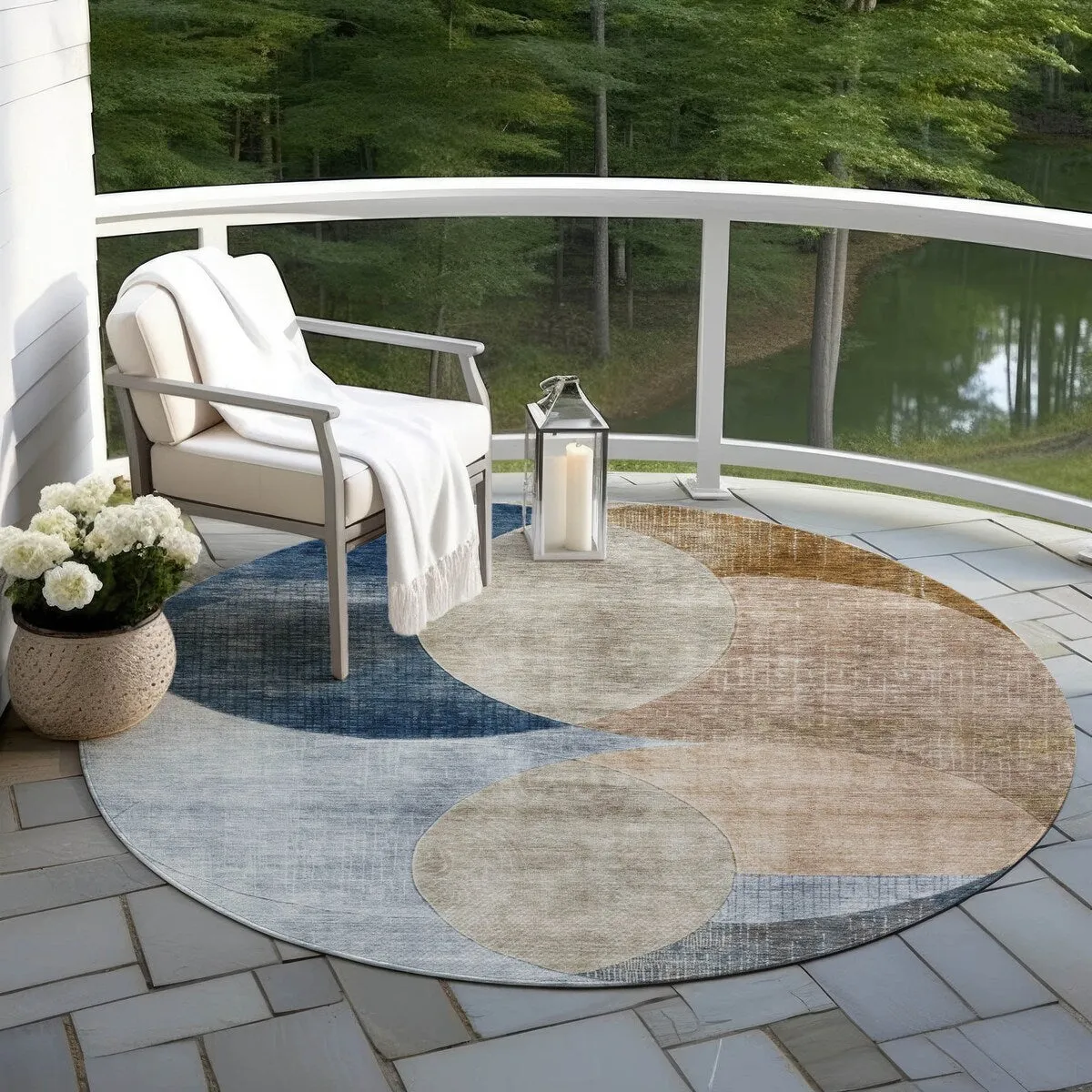Machine Washable Indoor/ Outdoor Contemporary Deco Chantille Rug