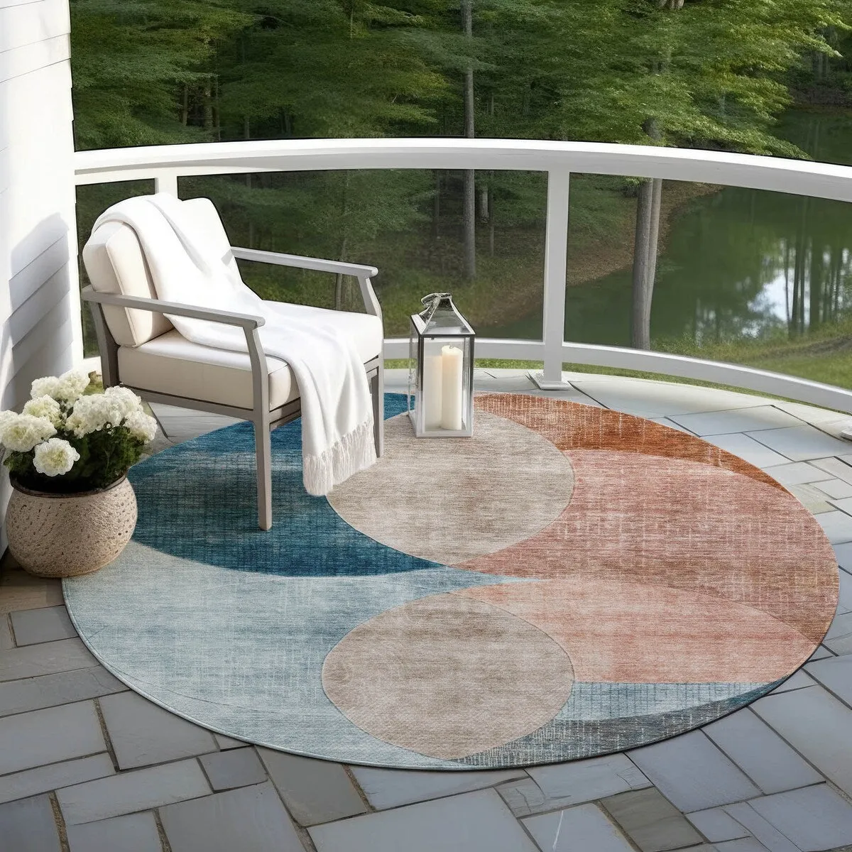 Machine Washable Indoor/ Outdoor Contemporary Deco Chantille Rug