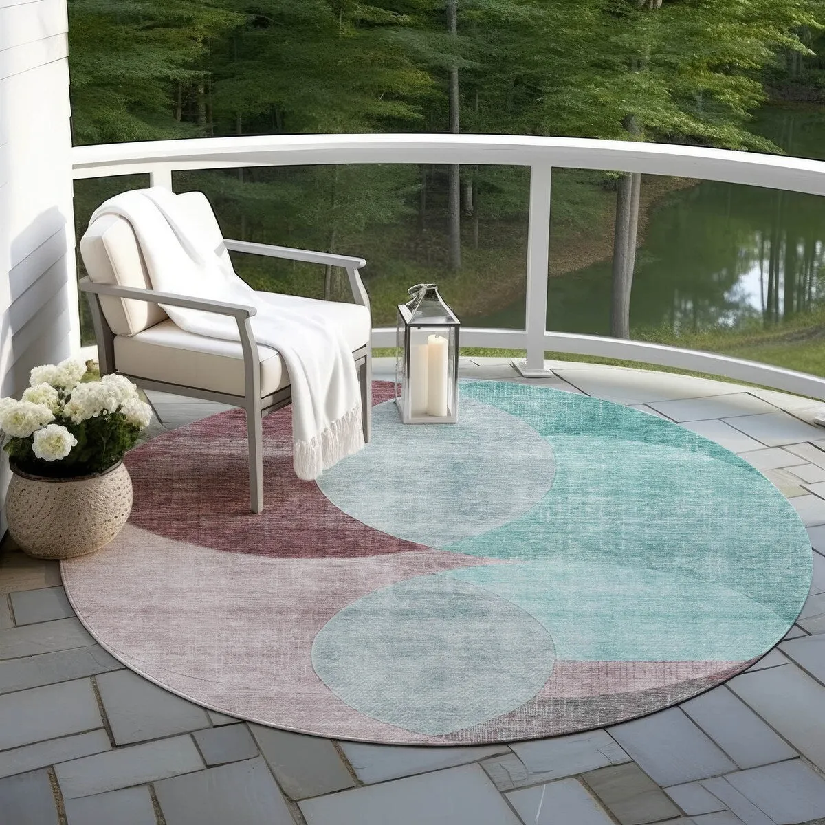 Machine Washable Indoor/ Outdoor Contemporary Deco Chantille Rug