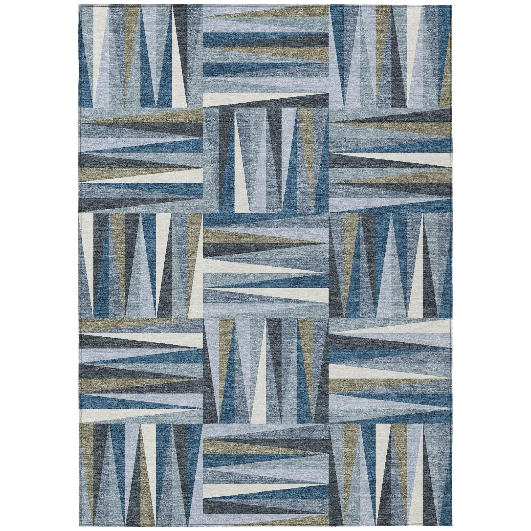Machine Washable Indoor/ Outdoor Contemporary Mosaic Chantille Rug