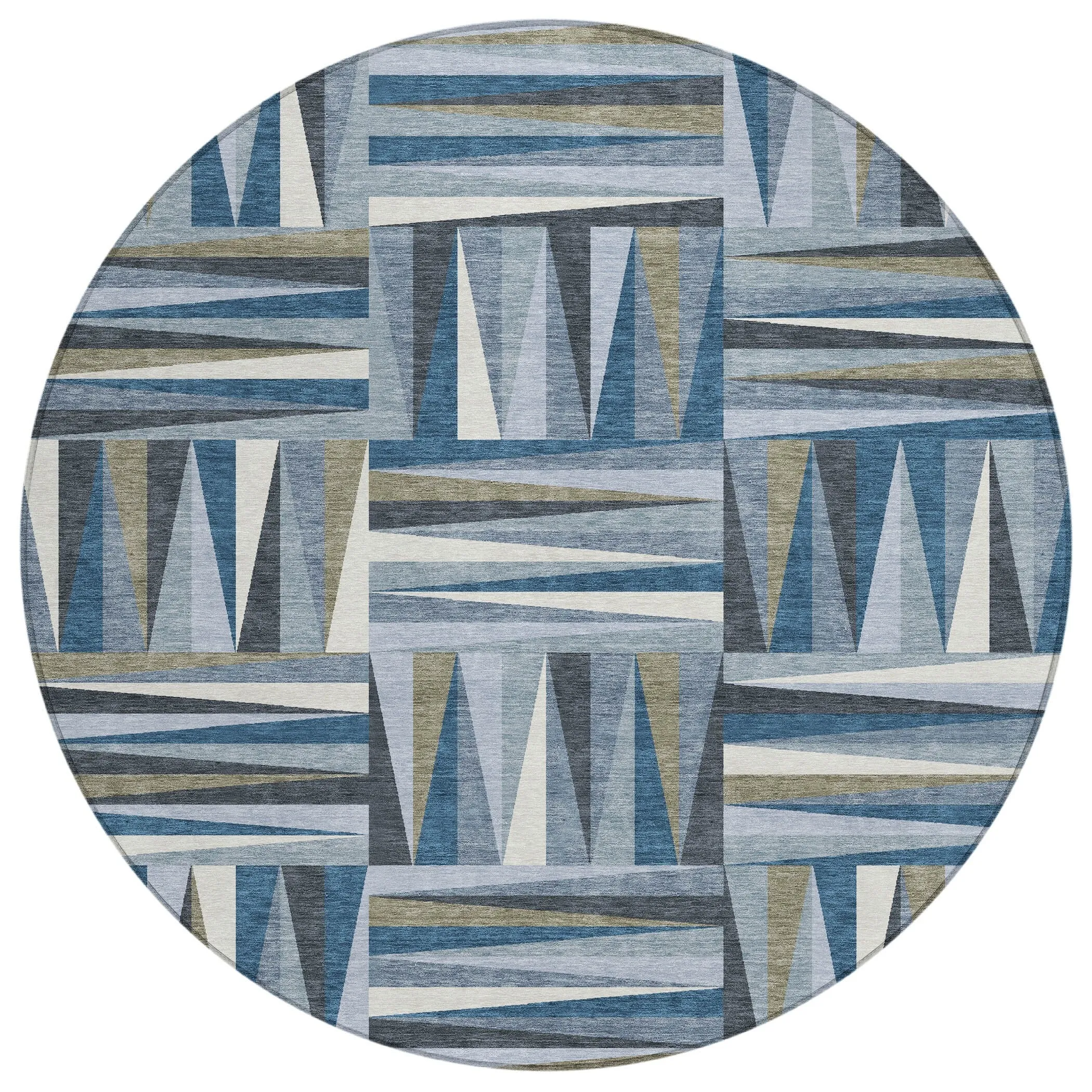 Machine Washable Indoor/ Outdoor Contemporary Mosaic Chantille Rug