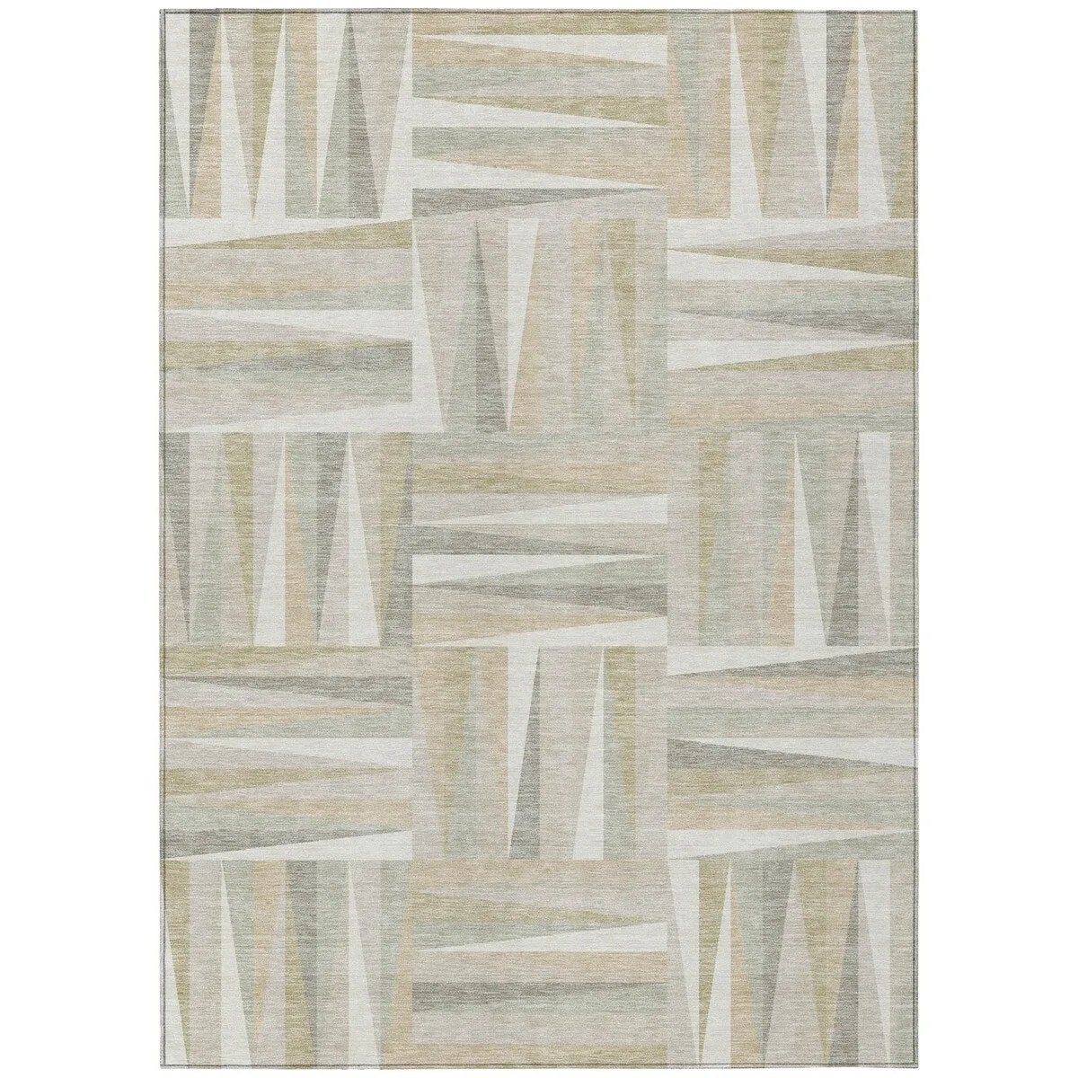 Machine Washable Indoor/ Outdoor Contemporary Mosaic Chantille Rug