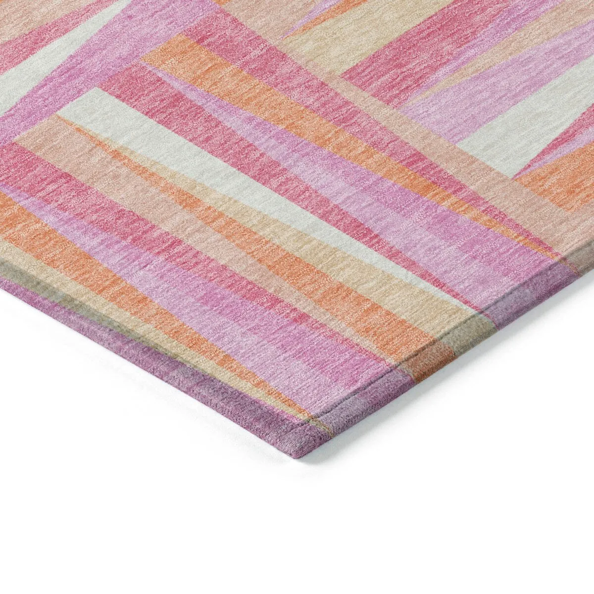 Machine Washable Indoor/ Outdoor Contemporary Mosaic Chantille Rug