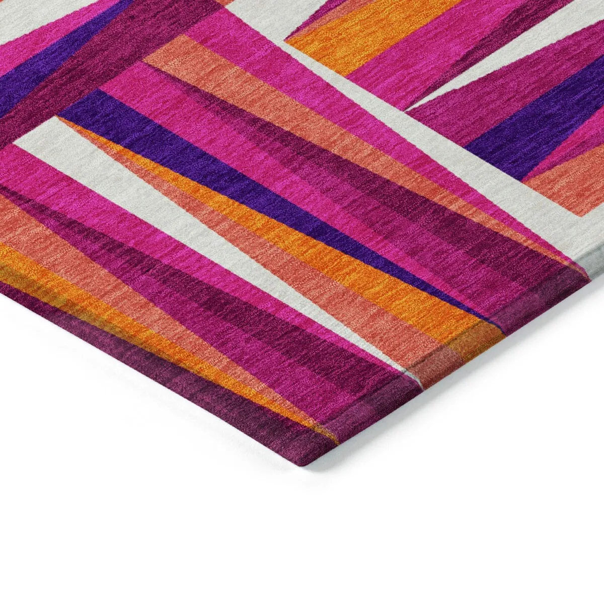 Machine Washable Indoor/ Outdoor Contemporary Mosaic Chantille Rug