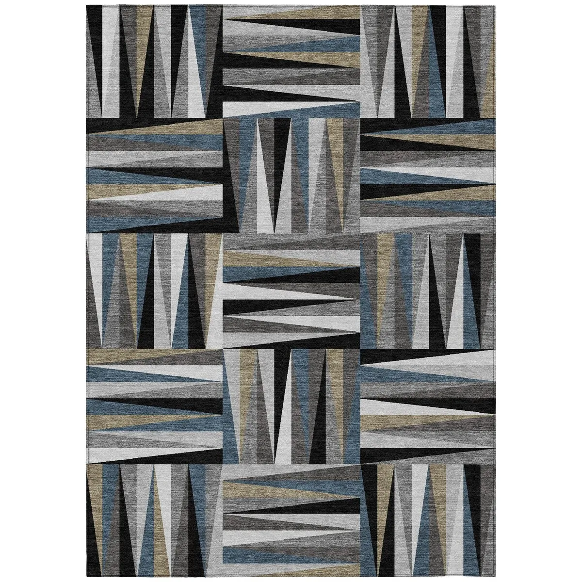 Machine Washable Indoor/ Outdoor Contemporary Mosaic Chantille Rug