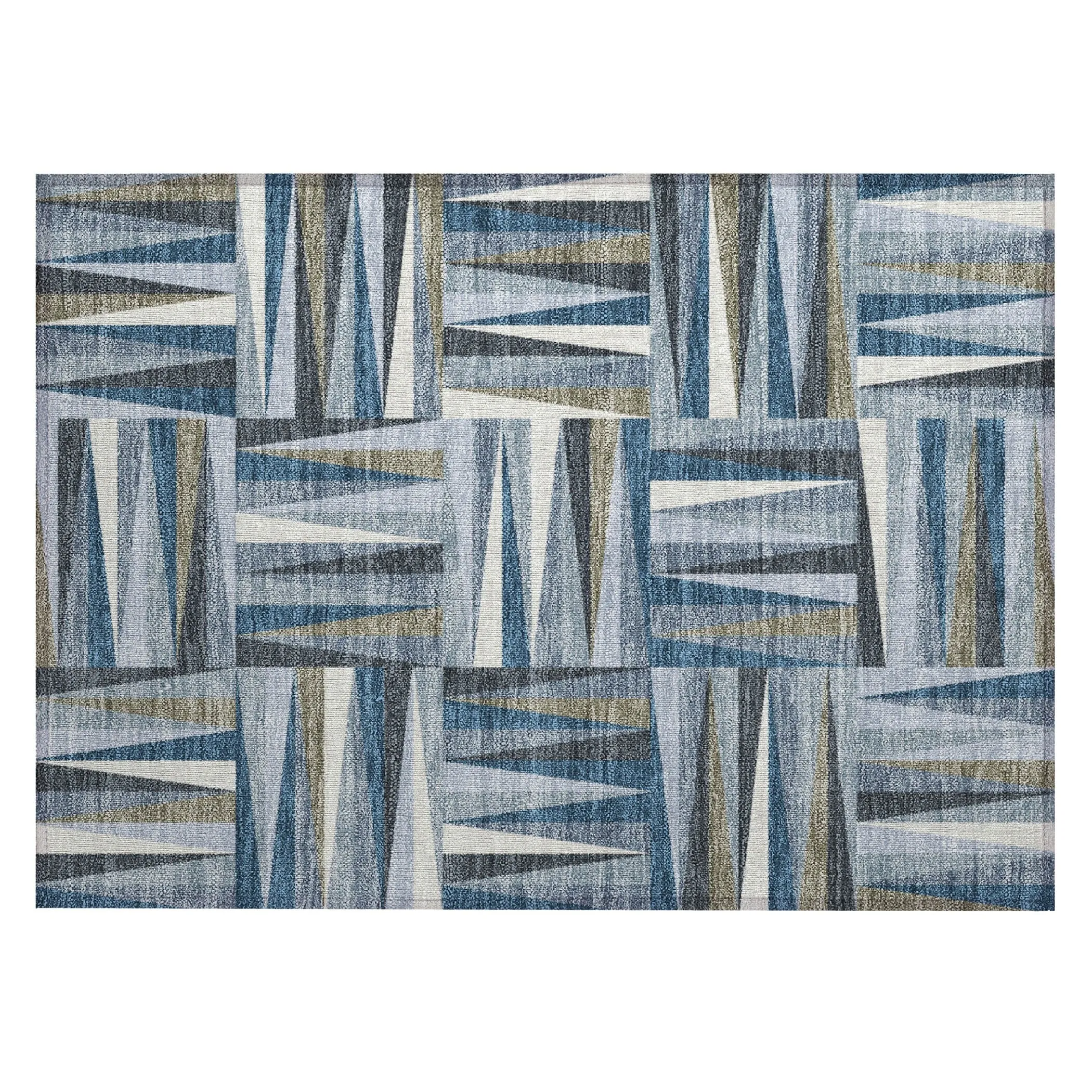 Machine Washable Indoor/ Outdoor Contemporary Mosaic Chantille Rug