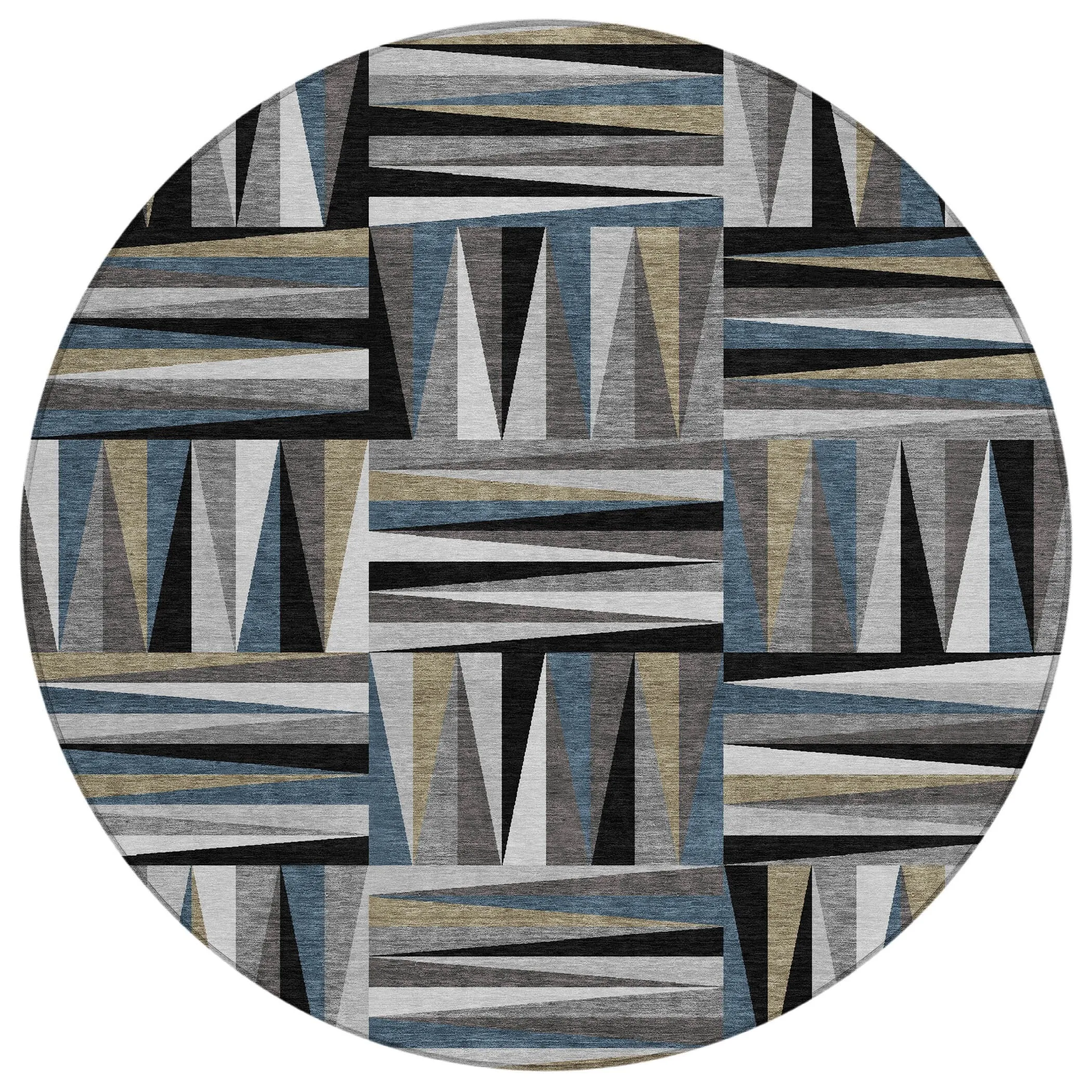 Machine Washable Indoor/ Outdoor Contemporary Mosaic Chantille Rug