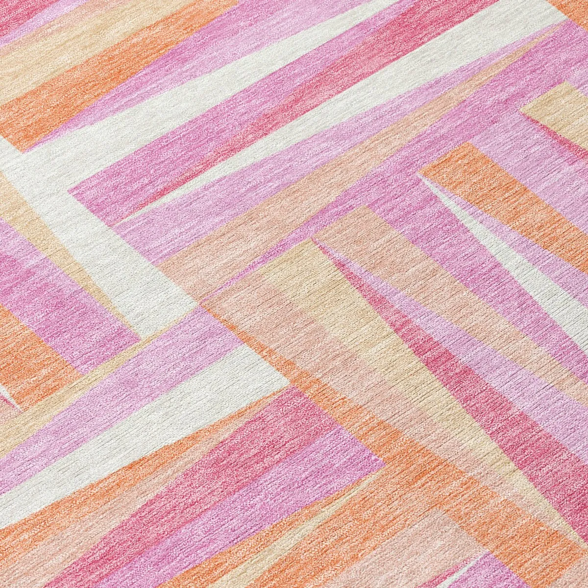 Machine Washable Indoor/ Outdoor Contemporary Mosaic Chantille Rug