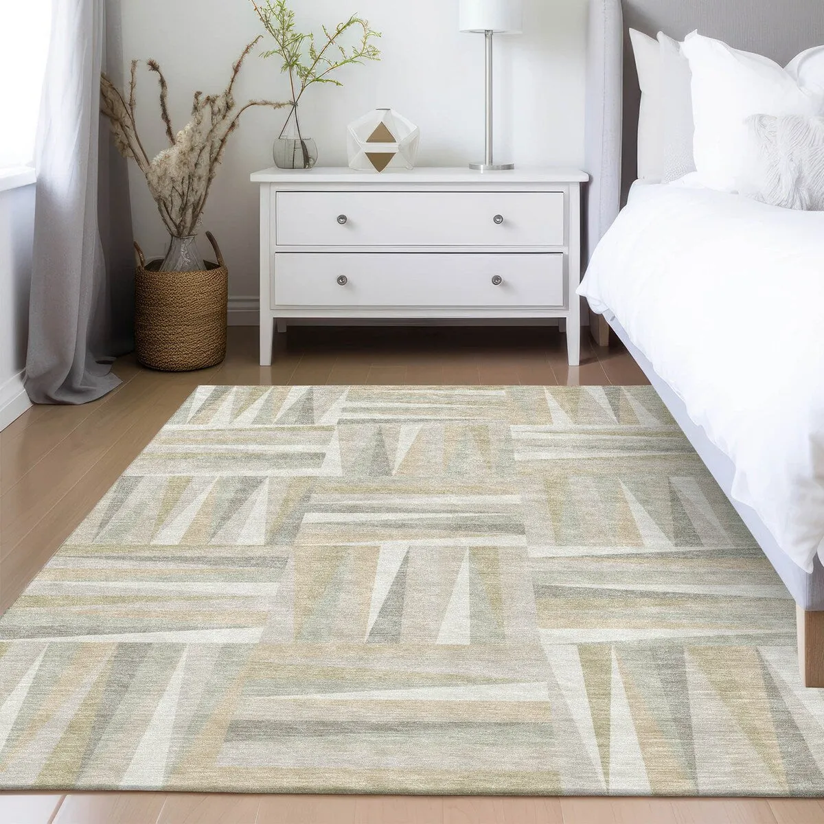 Machine Washable Indoor/ Outdoor Contemporary Mosaic Chantille Rug