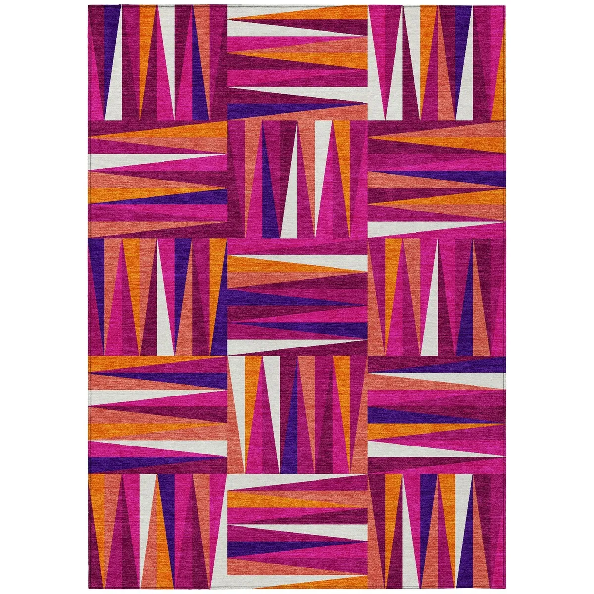 Machine Washable Indoor/ Outdoor Contemporary Mosaic Chantille Rug