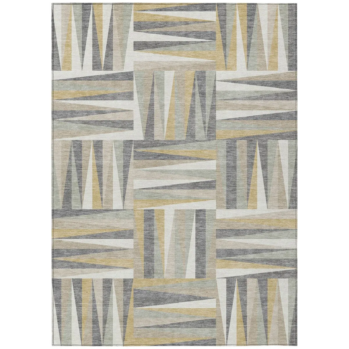 Machine Washable Indoor/ Outdoor Contemporary Mosaic Chantille Rug