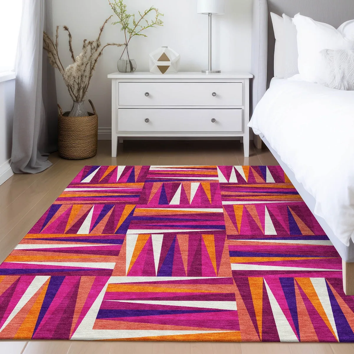 Machine Washable Indoor/ Outdoor Contemporary Mosaic Chantille Rug