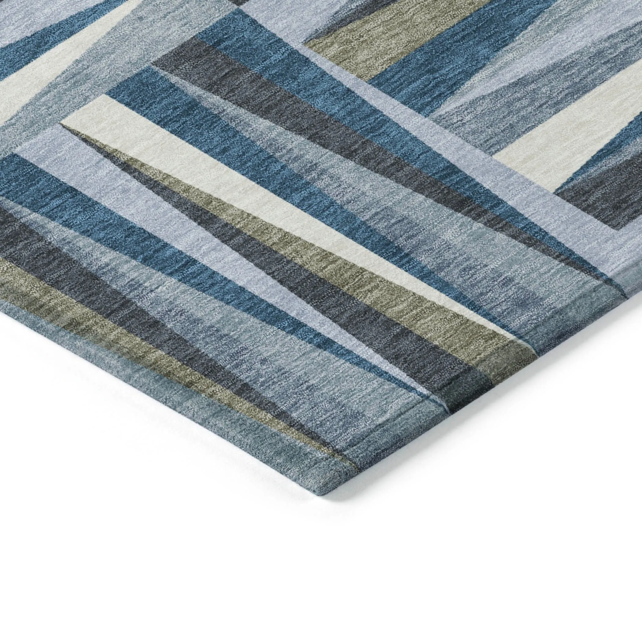 Machine Washable Indoor/ Outdoor Contemporary Mosaic Chantille Rug