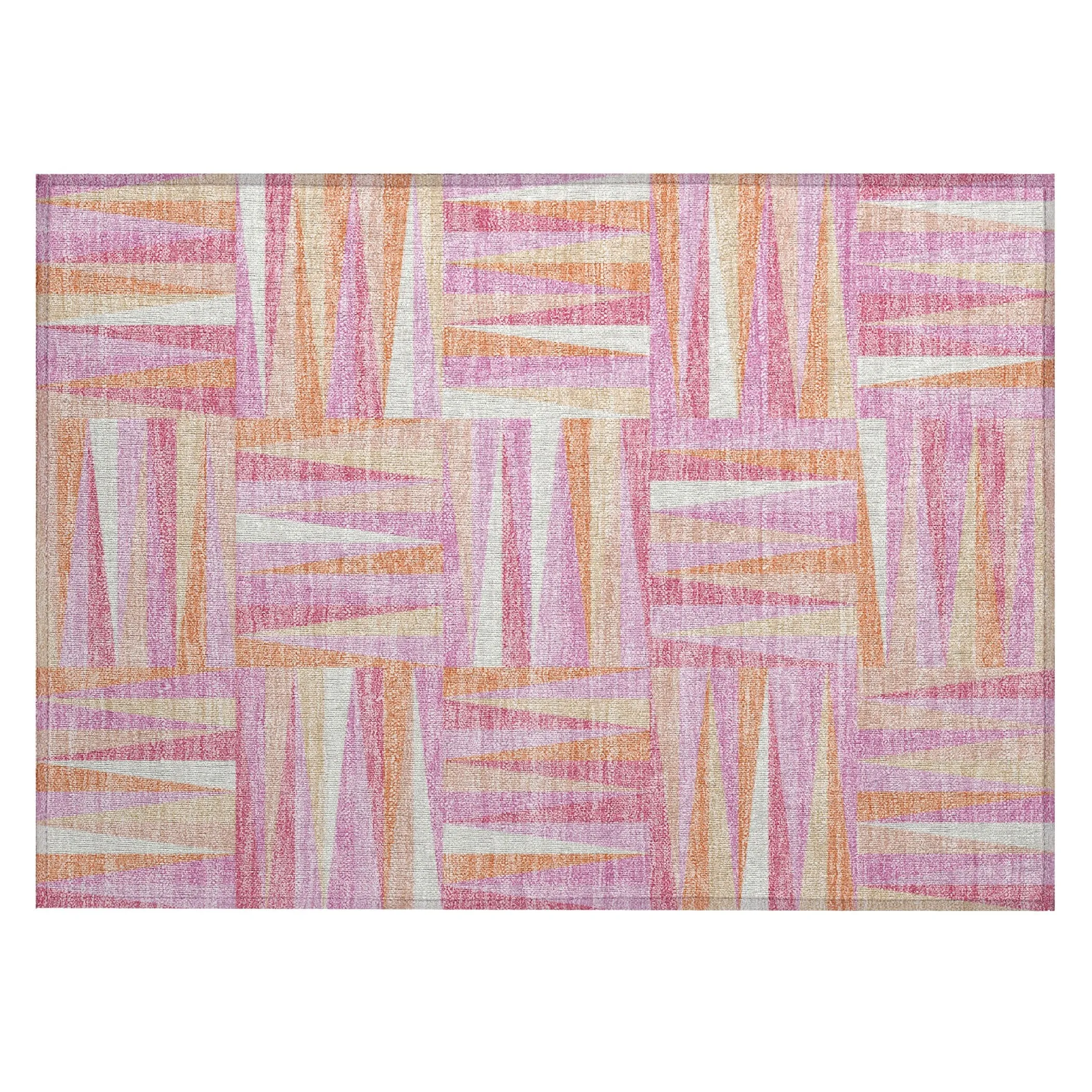 Machine Washable Indoor/ Outdoor Contemporary Mosaic Chantille Rug