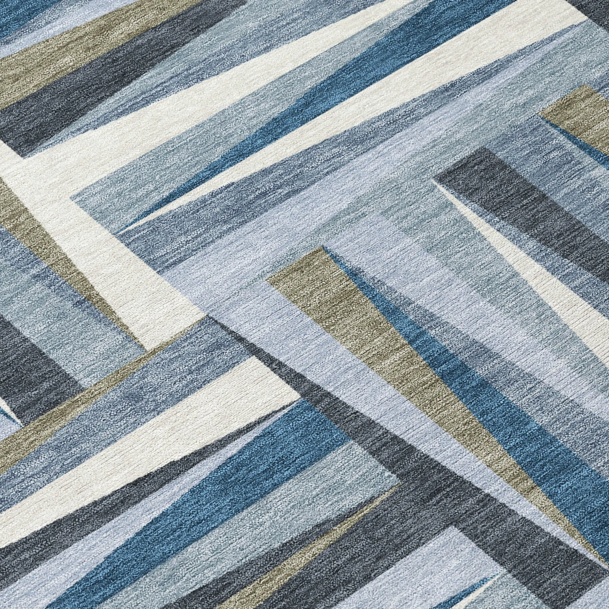 Machine Washable Indoor/ Outdoor Contemporary Mosaic Chantille Rug