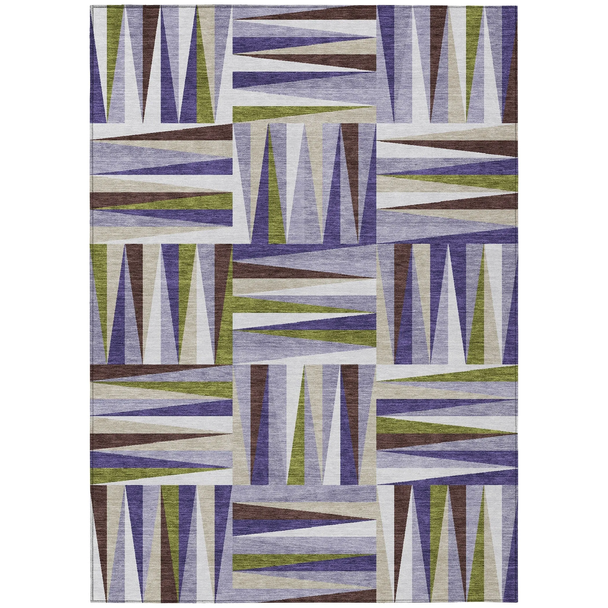 Machine Washable Indoor/ Outdoor Contemporary Mosaic Chantille Rug